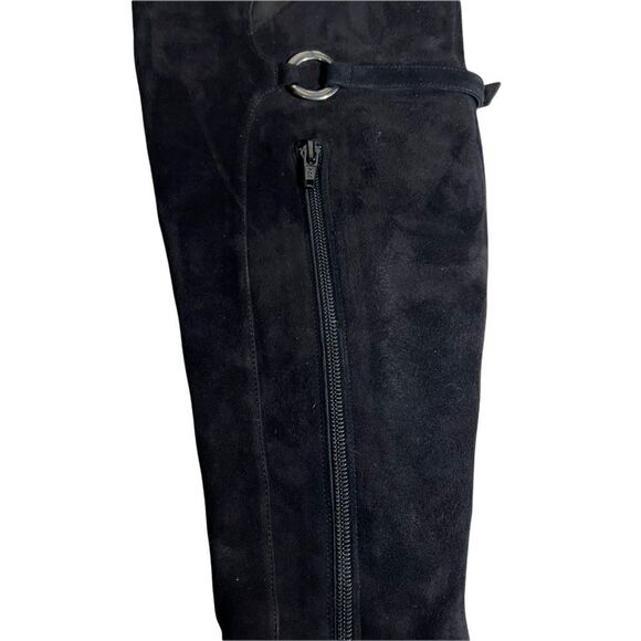 Pura Lopez Over Knee Suede Boots Kitten Heels - Picture 10 of 14